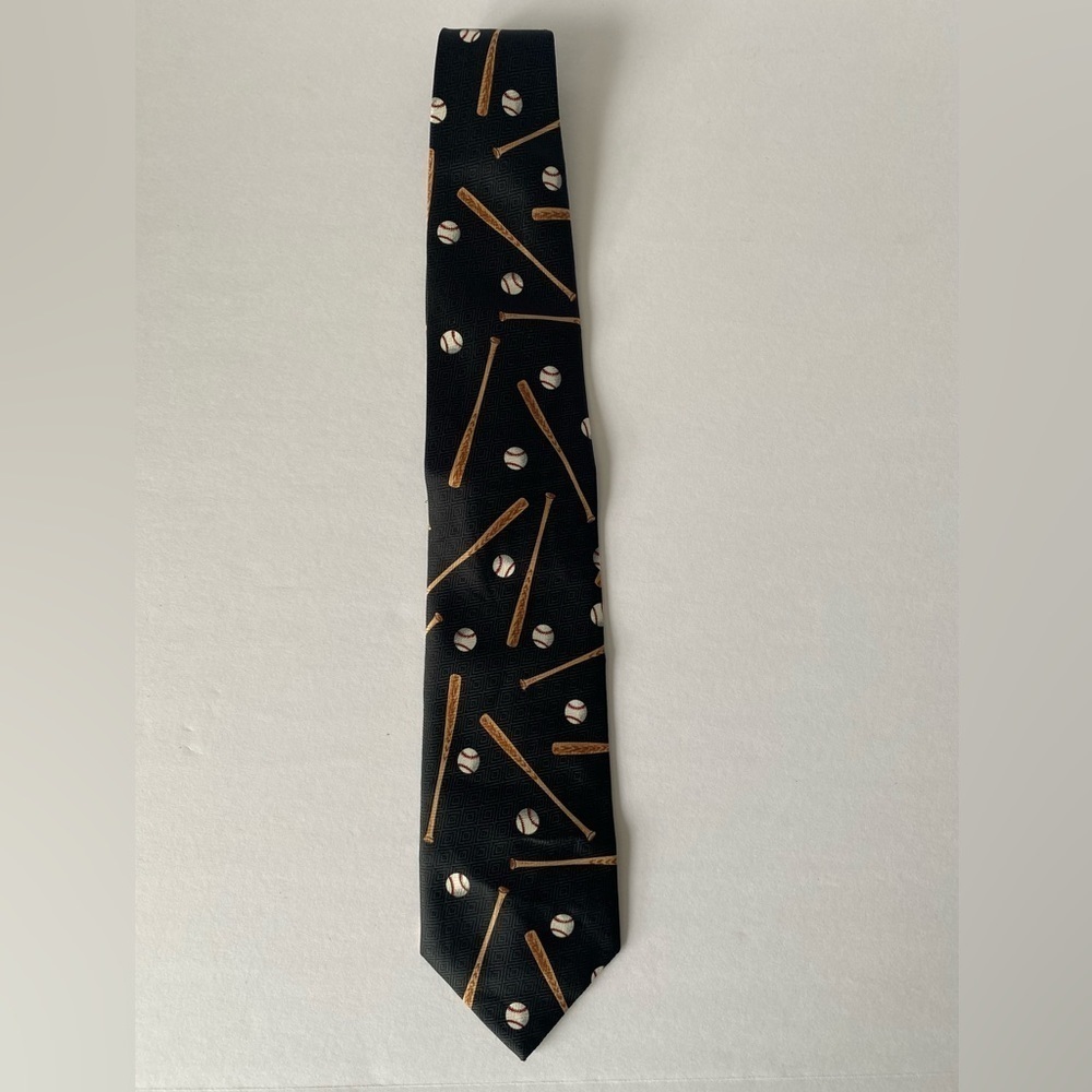 Men’s Vintage Baseball Tie, Navy w/ bat & ball